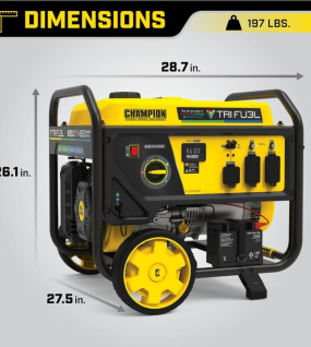 Champion 6,500-Watt (120 / 240V) Electric Button / Recoil Start Tri-Fuel Portable Generator with CO Shield (49-State)