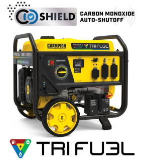 Champion 6,500-Watt (120 / 240V) Electric Button / Recoil Start Tri-Fuel Portable Generator with CO Shield (49-State)