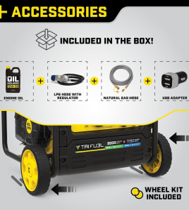 Champion 7,250-Watt (120 / 240V) Electric Button / Recoil Start Tri-Fuel Open Frame Inverter Portable Generator with CO Shield (49-State)