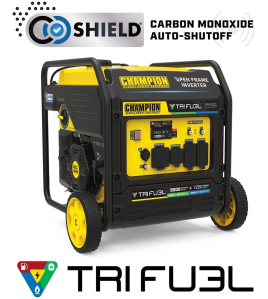 Champion 7,250-Watt (120 / 240V) Electric Button / Recoil Start Tri-Fuel Open Frame Inverter Portable Generator with CO Shield (49-State)