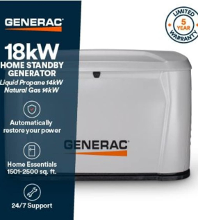 Generac 18kW (120 / 240V) Single-Phase Air Cooled Multi-Fuel Standby Generator with Cellular, Wi-Fi and Bluetooth Connectivity