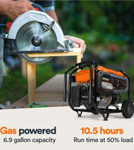 Generac GP Series 6,500 Watt (120 / 240V) Recoil Start Gasoline Portable Generator with CO-SENSE and Convenience Cord (49-State)