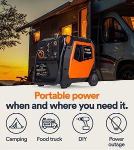 Generac IQ Series 3,000 Watt (120V) Electric Button / Recoil Start Multi-Fuel Inverter Portable Generator with COsense (CARB)