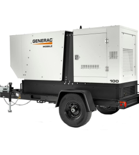 Generac MDG100DF4-STD3 80kW (Prime) / 85kW (Standby) Multi-Voltage Skid-Mount Diesel Generator (John Deere Engine) with Single-Axle Trailer