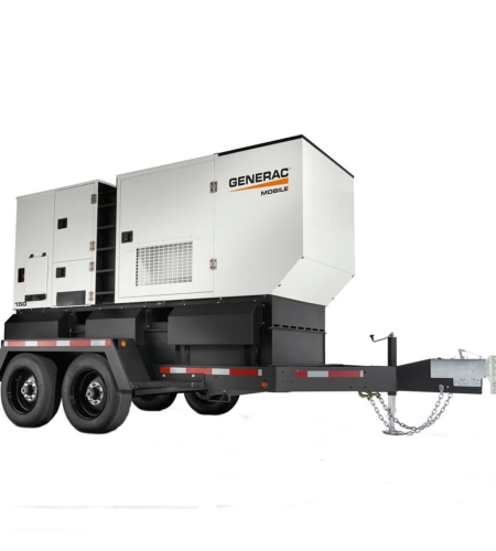 Generac MDG150DF4-STD3 120kW (Prime) / 144kW (Standby) Multi-Voltage Skid-Mount Diesel Generator (John Deere Engine) with Single-Axle Trailer Generac MDG150DF4-STD3 120kW (Prime) / 144kW (Standby) Multi-Voltage Skid-Mount Diesel Generator (John Deere Engine) with Single-Axle Trailer