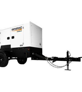 Generac MDG25IF4-STD 20kW (Prime) / 25kW (Standby) Multi-Voltage Skid-Mount Diesel Generator (Isuzu Engine) with Single-Axle Trailer