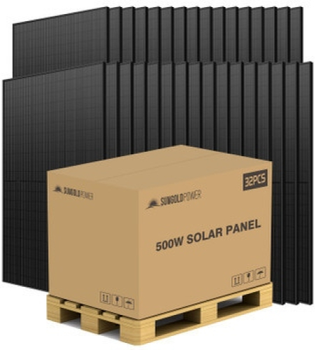 SunGoldPower 500W Mono Black Perc Solar Panel Full Pallet (32 Panels)