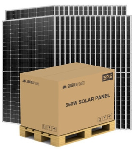 SunGoldPower 550W Mono Perc Solar Panel Full Pallet (32 Panels)