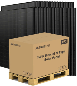 SunGoldPower SGN-450-BDG5-Pallet 450 Watt Bifacial N-Type Monocrystalline Solar Panel SGN-450-BDG5 (32 Panels) UL61730