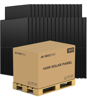 SunGoldPower SNG-440-SW5 440W Mono Black N-Type Solar Panel Full Pallet (31 Panels) UL61730 CEC Listed