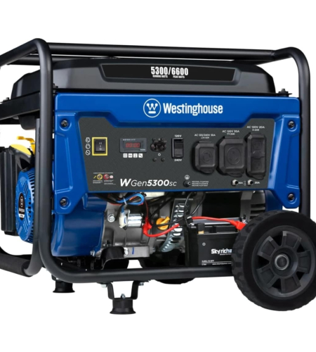 Westinghouse Power Equipment 5,300-Watt (120 / 240V) Electric Button / Recoil Start Gasoline Portable Generator with CO Sensor Westinghouse Power Equipment 5,300-Watt (120 / 240V) Electric Button / Recoil Start Gasoline Portable Generator with CO Sensor