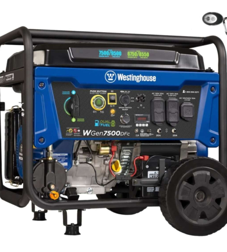 Westinghouse Power Equipment 7,500-Watt (120 / 240V) Electric Button / Recoil / Remote Start Multi-Fuel Portable Generator with CO Sensor Westinghouse Power Equipment 7,500-Watt (120 / 240V) Electric Button / Recoil / Remote Start Multi-Fuel Portable Generator with CO Sensor