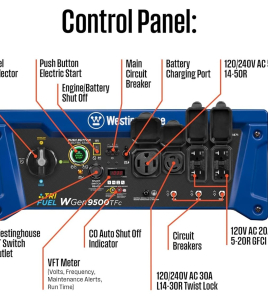 Westinghouse Power Equipment 9,500-Watt (120 / 240V) Electric Button / Recoil / Remote Start Tri-Fuel Portable Generator with CO Sensor